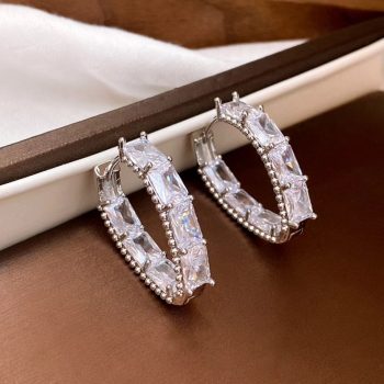 Elegant Luxury Geometric Zirconia Hoops