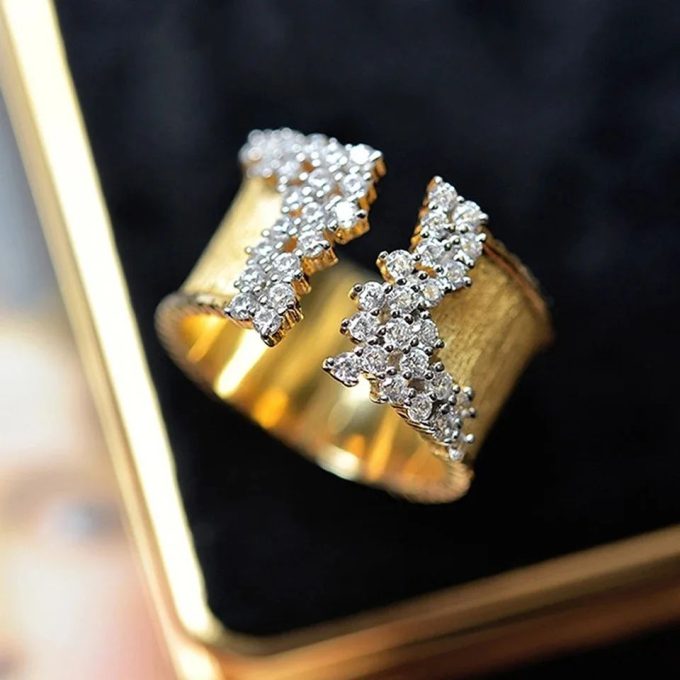 Wide Band Trendy Zirconia Ring