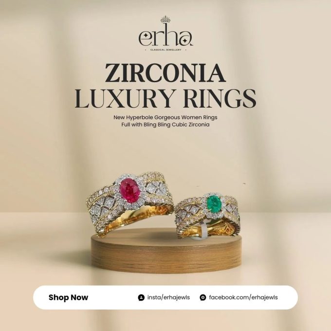 Luxury Zirconia Gold Color Adjustable Rings