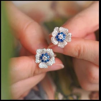 Cubic Zirconia Flower Stud Earrings