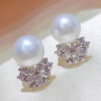 Shiny Imitation Pearl with Cubic Zirconia Earrings