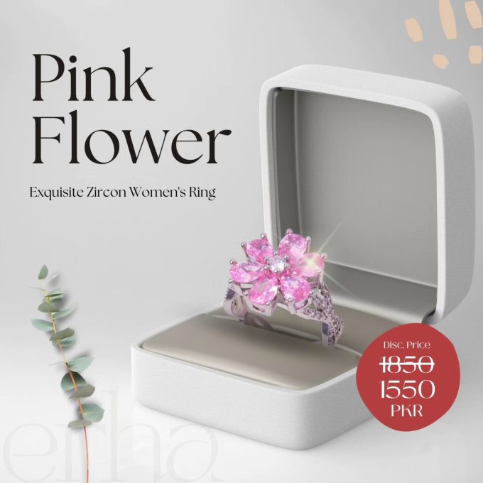 Splendid Pink Zirconia Flower Finger Ring