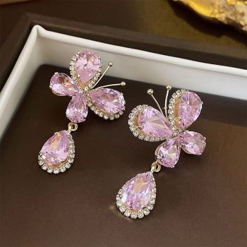 Zircon Butterfly Water Drop Earrings