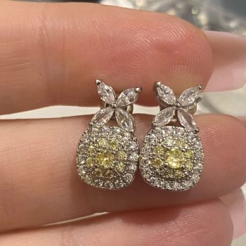 brilliant yellow cubic zirconia studs Earrings